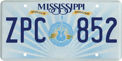MS license plate ZPC852