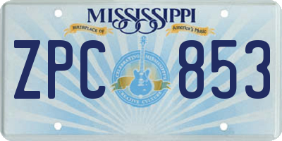 MS license plate ZPC853