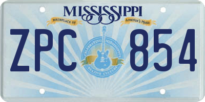 MS license plate ZPC854
