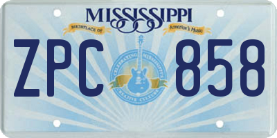 MS license plate ZPC858