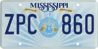 MS license plate ZPC860