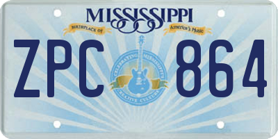 MS license plate ZPC864