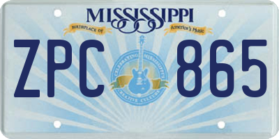 MS license plate ZPC865