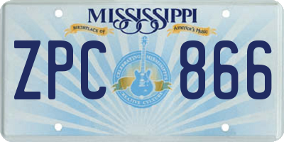 MS license plate ZPC866
