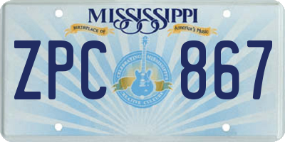 MS license plate ZPC867