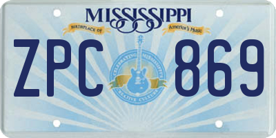 MS license plate ZPC869