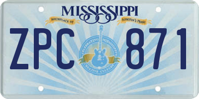 MS license plate ZPC871