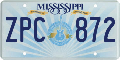 MS license plate ZPC872
