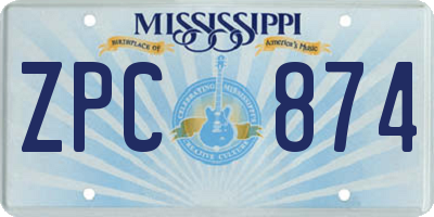 MS license plate ZPC874