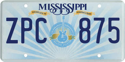 MS license plate ZPC875