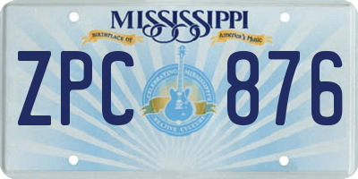 MS license plate ZPC876