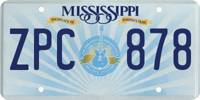 MS license plate ZPC878
