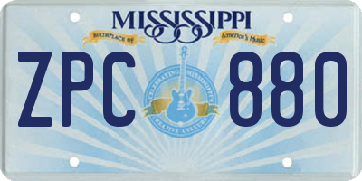 MS license plate ZPC880