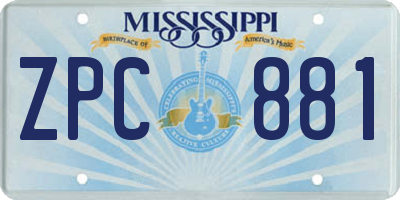 MS license plate ZPC881