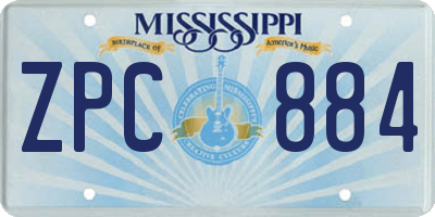 MS license plate ZPC884