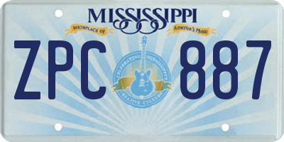 MS license plate ZPC887