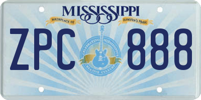 MS license plate ZPC888