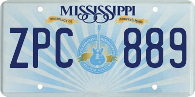 MS license plate ZPC889