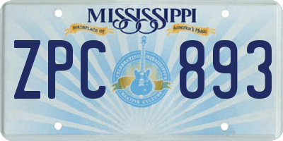 MS license plate ZPC893
