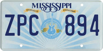 MS license plate ZPC894