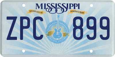 MS license plate ZPC899