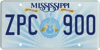MS license plate ZPC900