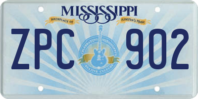 MS license plate ZPC902