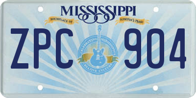 MS license plate ZPC904