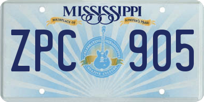 MS license plate ZPC905