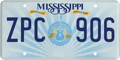 MS license plate ZPC906