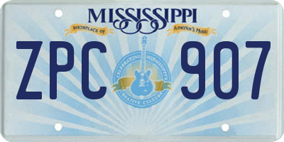 MS license plate ZPC907
