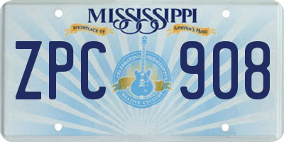 MS license plate ZPC908