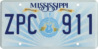 MS license plate ZPC911