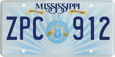 MS license plate ZPC912
