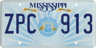 MS license plate ZPC913
