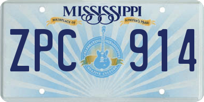 MS license plate ZPC914