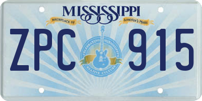 MS license plate ZPC915