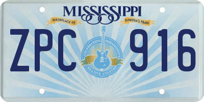 MS license plate ZPC916