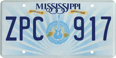 MS license plate ZPC917