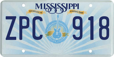 MS license plate ZPC918
