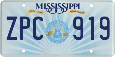 MS license plate ZPC919