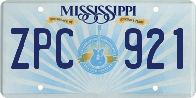 MS license plate ZPC921