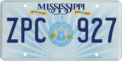MS license plate ZPC927