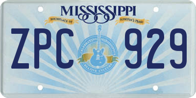 MS license plate ZPC929