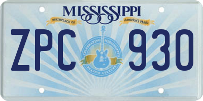 MS license plate ZPC930