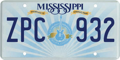 MS license plate ZPC932