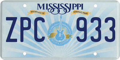 MS license plate ZPC933
