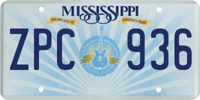 MS license plate ZPC936