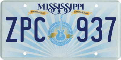 MS license plate ZPC937