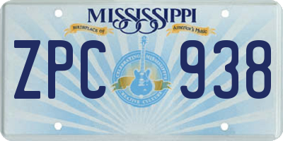 MS license plate ZPC938